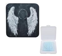 YJWANDO Boîte de rangement compacte pour masque, motif ailes d'ange blanches, boîte de masque portable légère et portable en polypropylène, idéale pour tous les types de masques, Boîte de rangement