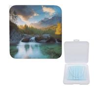 YJWANDO Boîte de rangement compacte pour masque, motif paysage naturel, boîte de masque portable légère et portable en polypropylène, idéale pour tous les types de masques