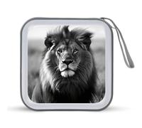 YJWANDO Boîte de rangement pour CD, Lion africain, noir et blanc, boîte de rangement portable pour CD, DVD, petite boîte de rangement portable pour CD, boîte cadeau pour CD de maison, Style :, Taille