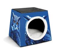 YJWANDO Capsule Pet Nest Lit pour animal domestique Motif hibou Bleu