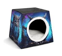 YJWANDO Capsule Pet Nest Lit pour animal domestique Motif hibou Bleu