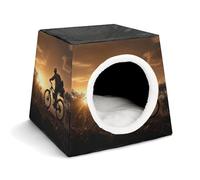 YJWANDO Capsule Pet Nest, Mountain Bike in The Evening Print Cozy Space Capsule Design Capsule Lit pour animal domestique Petit lit pour animal domestique Idéal pour les petits chats et chiens