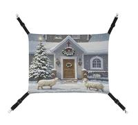 YJWANDO Hamac pour animal de compagnie, imprimé église enneigée, hamac confortable pour animaux de compagnie en toile respirante pour chats et petits chiens, réglable et portable