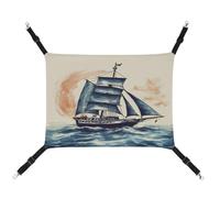 YJWANDO Hamac pour animal de compagnie, motif bateau nautique, hamac confortable en toile respirante pour animaux de compagnie, lit pour chats et petits chiens, réglable et portable