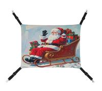 YJWANDO Hamac pour animal de compagnie, motif Père Noël dit bonjour, hamac confortable en toile respirante pour animaux de compagnie, lit pour chats et petits chiens, réglable et portable