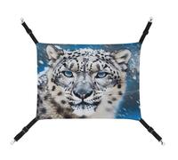 YJWANDO Hamac pour animal domestique, motif léopard des neiges aux yeux bleus, hamac confortable en toile respirante pour animaux de compagnie, lit pour chats et petits chiens, réglable et portable