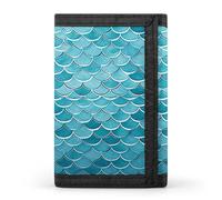 YJWANDO Portefeuille à trois volets, Blue Waves Squama Mermaid Scale Print Wallet avec plusieurs fentes Portefeuille élégant portefeuille pratique durable Portefeuille moderne, style, taille unique,