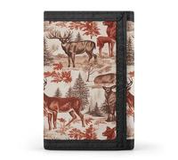 YJWANDO Portefeuille à trois volets, motif animal sauvage, ours sauvage, cerf, portefeuille avec plusieurs emplacements, portefeuille élégant et pratique, portefeuille durable, portefeuille moderne,