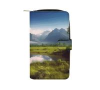 YJWANDO Portefeuille en cuir PU, beau portefeuille imprimé paysage avec plusieurs fentes portefeuille élégant portefeuille pratique portefeuille durable portefeuille moderne, style, 19,7 x 11 x 3,5