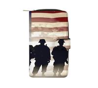 YJWANDO Portefeuille en cuir PU, portefeuille imprimé américain des forces armées avec plusieurs fentes portefeuille élégant portefeuille pratique portefeuille durable portefeuille moderne, style,