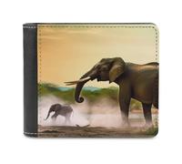 YJWANDO Portefeuille en cuir PU, portefeuille imprimé éléphant d'Afrique avec plusieurs fentes portefeuille élégant portefeuille pratique portefeuille durable portefeuille moderne, style, taille