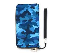 YJWANDO Portefeuille en cuir synthétique, imprimé camouflage bleu, portefeuille long pour femme, style portefeuille, 20 x 10,5 cm, moderne, Style :, 20x10.5cm, Moderne
