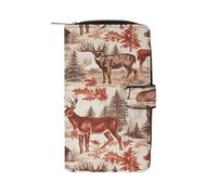 YJWANDO Portefeuille en cuir synthétique, portefeuille imprimé animal sauvage ours cerf avec plusieurs fentes portefeuille élégant portefeuille pratique portefeuille durable portefeuille moderne,