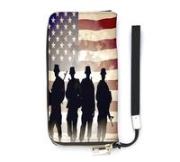 YJWANDO Portefeuille long en cuir synthétique, imprimé des forces armées américaines, style moderne, 20 x 10,5 cm, moderne, Style :, 20x10.5cm, Moderne