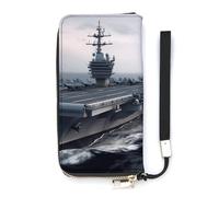 YJWANDO Portefeuille long en cuir synthétique, imprimé porte-avions moderne pour femme, style portefeuille, 20 x 10,5 cm, moderne, Style :, 20x10.5cm, Moderne