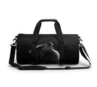 YJWANDO Sac de sport cylindrique, sac de sport imprimé loup face à la lune, sac de sport, sac à main de sport, sac de voyage, sac de sport, sac de voyage, 45 cm/22,9 cm, style, 45 cm/22,9 cm, moderne,