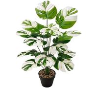 YJWZ Plantes Artificielles Interieur,55 cm Monstera Blanc en Pot,Fausse Plante d'Extérieur et d'Intérieur Résistante aux Intempéries,Décoration Tropicale pour Balcon, Chambre et Jardin