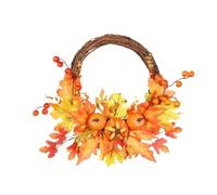 YJXKTAU Autumn Door Wreath Christmas Halloween Decoration Pumpkin Berry Pine Cone Maple Artificial Cloth Rattan Material Home(Red)