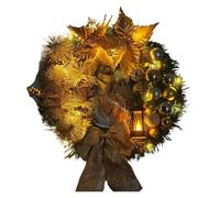 YJXKTAU Couronne de Noël for Porte d'entrée, décoration Murale, fenêtre, Rouge et Or, Guirlande(30cm Gold)