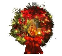 YJXKTAU Couronne de Noël for Porte d'entrée, décoration Murale, fenêtre, Rouge et Or, Guirlande(35cm Red)