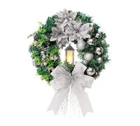 YJXKTAU Couronne de Noël for Porte d'entrée, décoration Murale, fenêtre, Rouge et Or, Guirlande(45cm Silver)