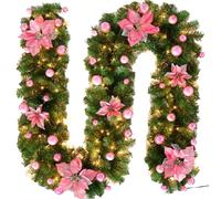 YJXKTAU Guirlande de Noël Artificielle 2,7 m, Sapin, rotin, Couronne cheminée, Ornements avec ou sans lumières LED, décorations for(04 with LED Lamp)