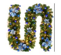 YJXKTAU Guirlande de Noël Artificielle 2,7 m, Sapin, rotin, Couronne cheminée, Ornements avec ou sans lumières LED, décorations for(01 with LED Lamp)