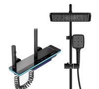 YJYAJIE Colonne De Douche Avec Mitigeur, SystèMe De Douche Avec Douche à Effet Pluie 31x20cm, Bec De Baignoire Caché, Affichage Digital Led, Douchette à Main à Hauteur RéGlable Pour La Salle De Bain