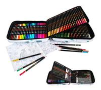 YJYHART 24 Couleurs Feutres Pinceaux Aquarelle Double Pointe et 96 Crayon de Couleurs Professionnel de Dessin Art Set,Inclus Stylos de calligraphie,Crayons Couleur et Accessoire Dessin.