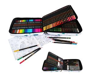 YJYHART 24 Couleurs Feutres Pinceaux Aquarelle Double Pointe et 96 Crayon de Couleurs Professionnel de Dessin Art Set,Inclus Stylos de calligraphie,Crayons Couleur et Accessoire Dessin.