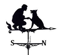 YJYJY Girouette en Acier Inoxydable pour Jardin, Motif Homme et Chien, indicateur de Direction du Vent pour Cour, Jardin, Architecture et toiture.