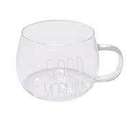 YJYJY Tasses Good Morning en Verre Transparent, résistantes à la Chaleur, pour café, Lait, jus, thé, Petit-déjeuner, pour Couple