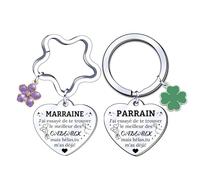 YJYJZX 2 Cadeau Parrain et Marraine Porte-clés,Cadeau Parrain Marraine Bapteme,Cadeaux Parrain Marraine Demande Annonce Naissance Baptême Communion Surprise Noël (3)