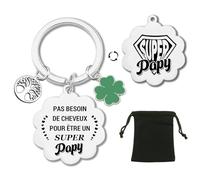 YJYJZX Cadeau Papa Papy Tonton Parrain Frère Cousin Homme Porte-clés Super Cadeaux Noel Noël Anniversaire Cadeau Fête des Pères Porte-clés (papy)