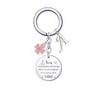 YJYJZX Porte-clés Lettre Cadeau Femme Fille Initiale A-Z Argent Bijoux Cadeaux Inspiré Noël Anniversaire Pour Meilleur Amis-tu es incroyable brillante belle et courageuse et tu peux tout faire (A)