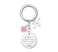 YJYJZX Porte-clés Lettre Cadeau Femme Fille Initiale A-Z Argent Bijoux Cadeaux Inspiré Noël Anniversaire Pour Meilleur Amis-tu es incroyable brillante belle et courageuse et tu peux tout faire (H)