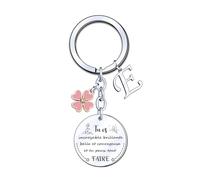 YJYJZX Porte-clés Lettre Cadeau Femme Fille Initiale A-Z Argent Bijoux Cadeaux Inspiré Noël Anniversaire Pour Meilleur Amis-tu es incroyable brillante belle et courageuse et tu peux tout faire (E)