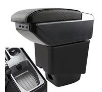 YJYWZH Accoudoir pour Renault Captur 2017-2019 Aspect carbone avec USB | 6 USB+1 USB-C,Porte-gobelet,Double rangement,Dessus coulissant,Installation facile,Aspect carbone coutures blanches