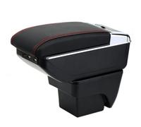 YJYWZH Compatible with SEAT Ibiza 6F Accoudoirs 2017-2024 Mk5 Voiture Accoudoir Double Couche Centre Consoles Boîte de Rangement Noir avec port USB