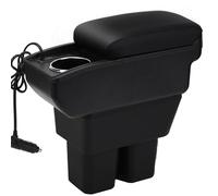YJYWZH Compatible with Suzuki Jimny JB74 Accoudoirs 2018-2024 Voiture Console Centrale Boîte de Rangement Accoudoir Intérieur en Cuir Noir avec adaptateur de charge