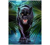 YJZLSK DIY 5D Diamond Painting Kits Panthère Noire des Animaux de la Jungle Débutants Diamant Peinture pour Adulte Enfants Point de Croix Peinture Broderie Craft pour Home Décoration Murale 40x50cm