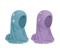 YJZQ 2 Foulards hijab Bandeau Musulmane Fille Hijab décor de Fleur Enfants Bonnet Cagoule Turban Visage Voile Coiffures