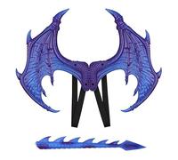 YJZQ 3D Queue & Ailes de Dragon Cospaly Dragon Ensemble Ailes et Queue Halloween Mardi Gras Costume pour Enfant 6 + Parfait même pour les adultes moins d'1m60