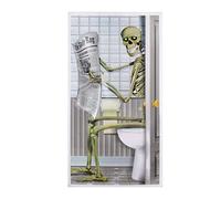 YJZQ Affiche Porte d'halloween Affiche à Vitre Mur Décor pour Annonce de Soirée de Déguisement thème Squelette Tuer à Toilette Party de fantôme Kit de fête