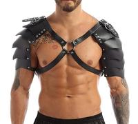 YJZQ Armure d'épaule Double Épaules Chevalier Medieval Cuirasses souple à motif écaille de dragon en Faux Cuir LARP Protège épaule Vintage Cosplay héro mercenaire