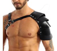 YJZQ Armure d'épaule Simple Épaule Chevalier Medieval Cuirasses souple à motif écaille de dragon en Faux Cuir LARP Protège épaule Vintage Cosplay héro mercenaire