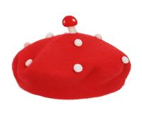 YJZQ Béret Enfant Chapeau d'elfe Champignon Chic Béret français avec Perles Peluches Mignon Chapeau de Peintre en Laine Casquette Hivernal pour Fille 6-12 Ans