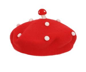YJZQ Béret Enfant Chapeau d'elfe Champignon Chic Béret français avec Perles Peluches Mignon Chapeau de Peintre en Laine Casquette Hivernal pour Fille 6-12 Ans