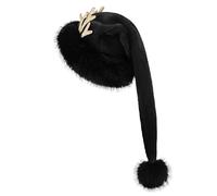 YJZQ Bonnet de Père Noël Bonnet Velours à pompon Chapeau de Noël Long avec Corne Cerf Chapeau tête de Renne pour Halloween costume d'elfe Tenue de Miss Santa -75CM