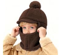 YJZQ Cagoule Chaud Enfant Bonnet Pompons 3 en 1 Écharpe et Couvre Oreiller Bébé Chapeau d'hiver Protection Oreilles/Visage/Cou 52CM pour 2 à 5 Ans